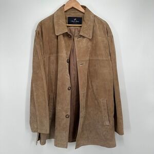 Newport Harbor Mens XXL Tan Brown Genuine Suede Leather Car Coat Jacket Tailored